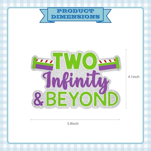 Two Infinity and Beyond Birthday Cake Topper - Glitter Decoration