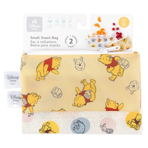 Bumkins Reusable Snack Bags - Waterproof Fabric, 2-Pack Winnie the Pooh