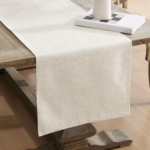 Laura Ashley Dothan Luxury Linen Blend Tablecloth for Formal Dining, Holiday, Wedding or Party, 16" x 90" Runner, Taupe