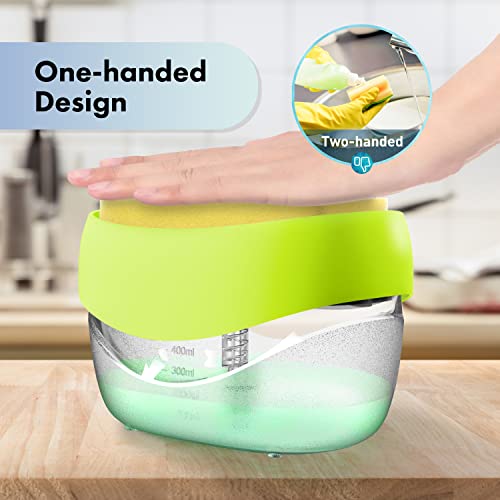 2-in-1 Dish Soap Dispenser with Sponge Holder - Yellow-Green