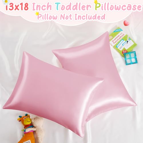 RUDONG M Satin Toddler Pillowcases 13x18 Inch, 2 Pack - Soft & Travel-Friendly