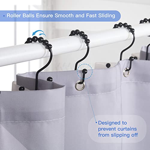 SUTINE Black Shower Curtain Hooks - 12 Rust Proof Stainless Steel Rings