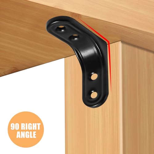 BokWin 2 Inch Black Steel L Brackets - 8 Pack Set