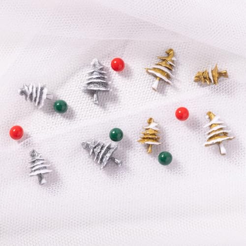 100Pcs Christmas Nail Charms 3D Resin Holiday Gems & Rhinestones