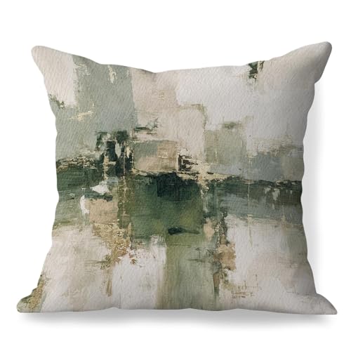 Sage Green Abstract Pillow Cover 18x18 - Colorful-11, Soft Flannelette for Sofa & Bedroom