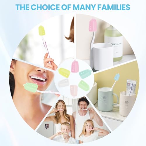 Lapfoon Silicone Toothbrush Covers 6 Pack - Portable Travel Cap for Electric and Manual Toothbrush Heads