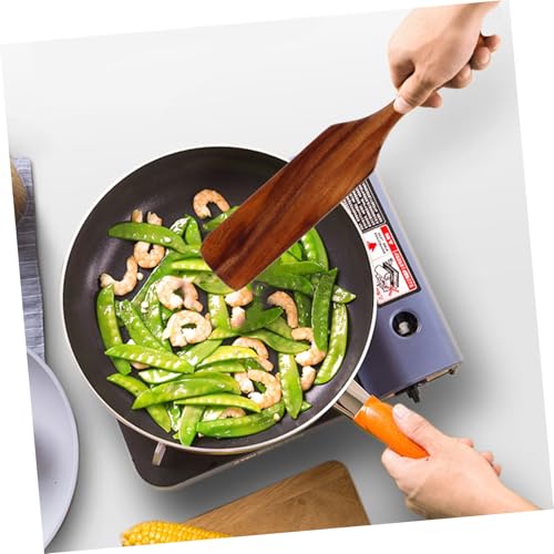 LABRIMP Long Handle Wooden Spatula 11-Inch Nonstick Cooking Paddle