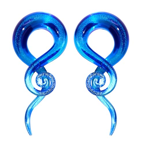 Stuppendux Glass Spiral Ear Tapers and Plugs - 2PC Body Piercing Jewelry