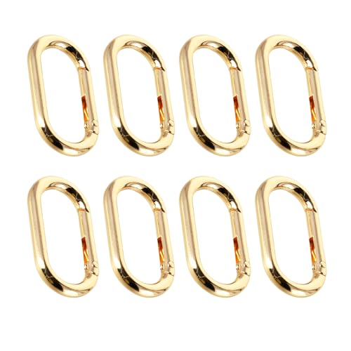 8 Pcs Gold Keychain Clip Screw Carabiner O-Type Screw Lock Keychain, Brass Carabiner Unisex, Suitable for Car Keys, Handbags, Wallets (Gold)
