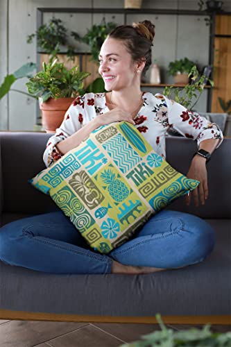 Tiki Decorative Throw Pillow Cover - 18x18 Soft Plush Cushion Case