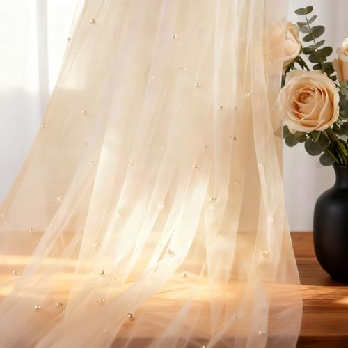 Elegant Beige Pearl Table Runner 29.5 x 120 Inch for Events