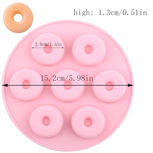 7-Cavity Silicone Donut Mold for Chocolate & Candy - Pink