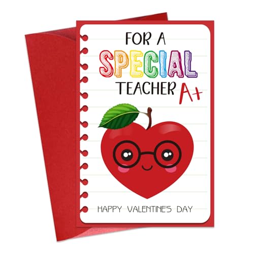 Valentine's Day Card for Teacher - 4x6 Appreciation Greeting Card with Envelope