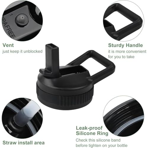 2Pack Straw Lid Compatible with thermoflask 16oz 18oz 24oz 32oz 40oz 64oz Water Bottle, Leak Proof lid Fits for Thermoflask Wide Mouth Bottle, BPA Free