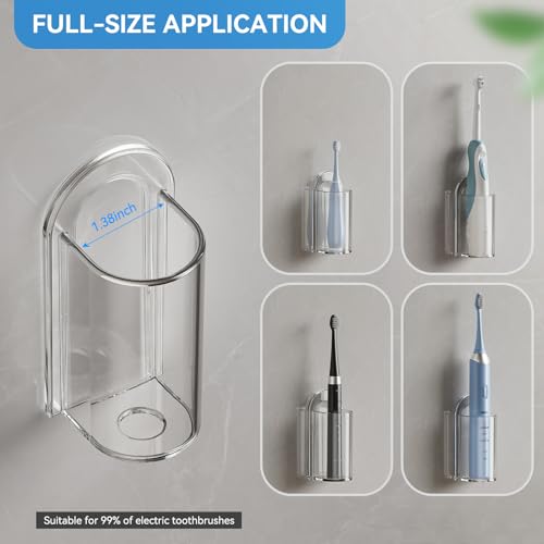 MOPMS Wall-Mounted Electric Toothbrush Holder - Clear, 2-Pack
