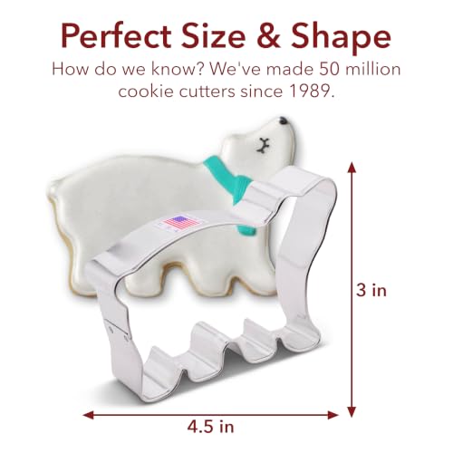 Large Polar Bear Cookie Cutter - 5-3/4 Inch Baking Tool, Made in USA