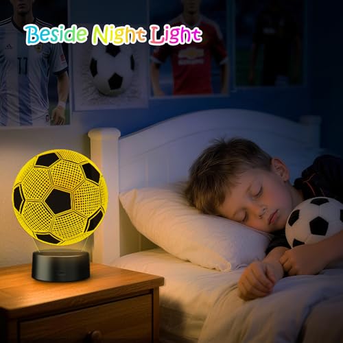 3D Soccer Illusion Night Light with 16 Colors - Perfect Gift for Boys
