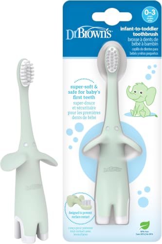 Dr. Brown's Infant-to-Toddler Elephant Toothbrush, Mint - 12 Pack
