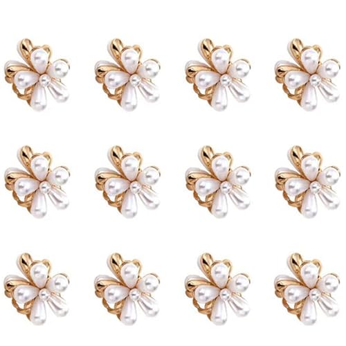 RED-SHYN Mini Pearl Hair Claw Clips Set - Small Daisy Hair Accessories