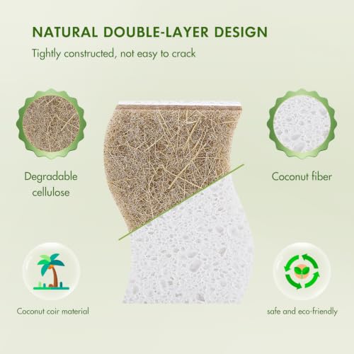 SetSail Biodegradable Kitchen Sponges - 12 Pack Eco-Friendly Dish Cleaners