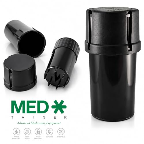 Medtainer Black Storage Container with Built-In Grinder