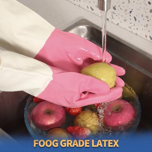BOOMJOY Heavy Duty Dishwashing Gloves - Reusable Kitchen & Pet Care Gloves, Size M, 2 Pairs
