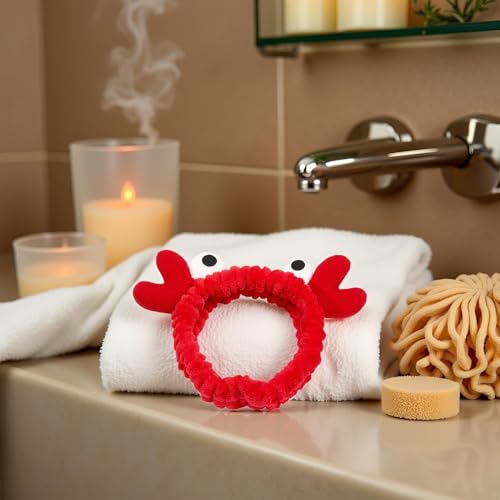 Red Crab Face Wash Headband Cute Soft Makeup Hair Band for Women Skincare