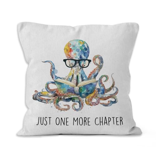 Just One More Chapter Octopus Throw Pillow Cover 18x18
