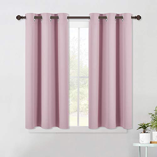 NICETOWN Baby Pink Blackout Curtain Panels - Thermal Insulated Grommet Drapes, 42x45 Inch (1 Pair)
