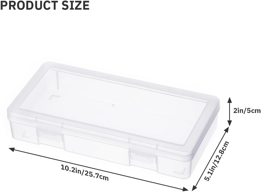 Medium Clear Storage Box - 9 Pack Stackable Containers with Snap-Tight Latch | 10" x 5" x 1.9" for Art Tools & Pencils