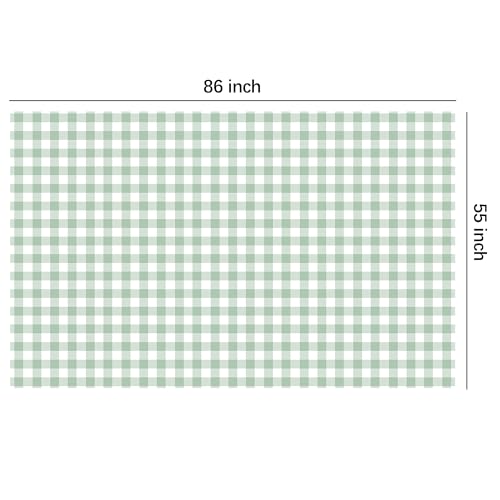 Sage Green Gingham Tablecloths - 3 Pack, 55 x 86in, Disposable