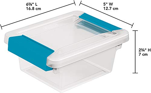Sterilite Mini Clip Box 6.6x5x2.8in with Blue Latches - Clear Storage