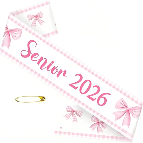Senior 2026 Pink Graduation Sash with Bow - Elegant Party Decor