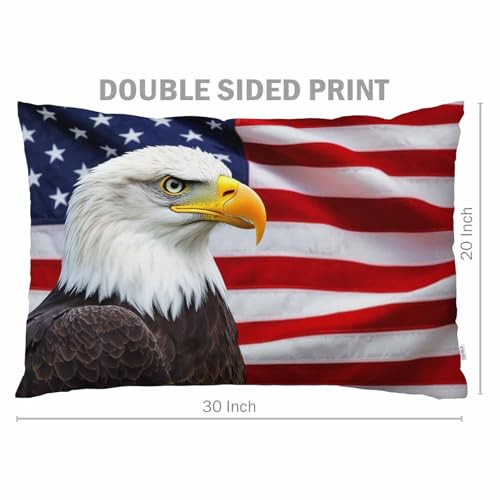EKOBLA American Bald Eagle USA Flag Lumbar Pillow Cover 20x30 Inch