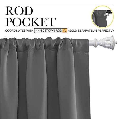 NICETOWN Grey Blackout Curtains, 34" x 36" - 2 Panels for Bedroom