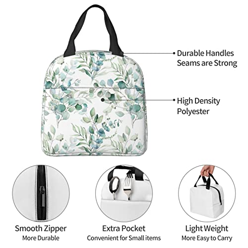 Sage Green Insulated Lunch Bag - Eucalyptus Floral Design