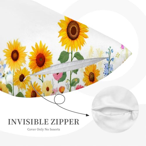 Sunflower Floral Pillowcase Sham 20x30 Inch for Queen Bed