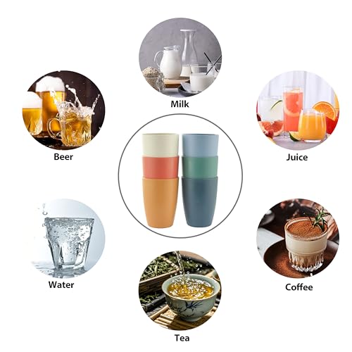 Ohola 6PCS Wheat Straw Drinking Cups - Unbreakable, 12OZ Tumblers