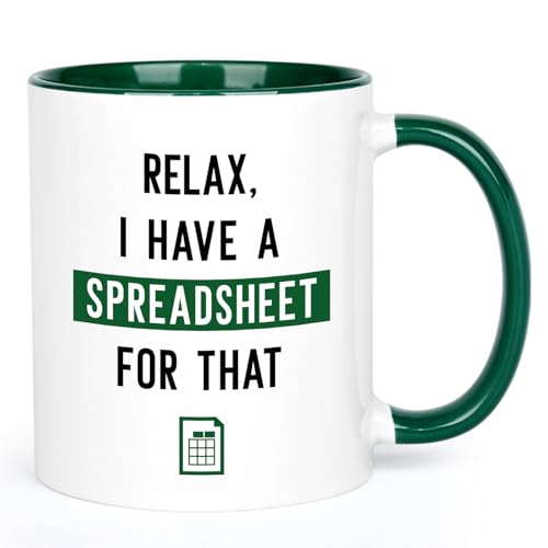 Funny Excel Mug - Accountant Gifts for Women Men, Christmas & Birthday Gift - White & Green II, 11 Oz