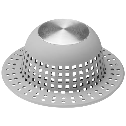 Aluvor Shower Drain Hair Catcher Cover Silver Grey for Bathtub & Sink