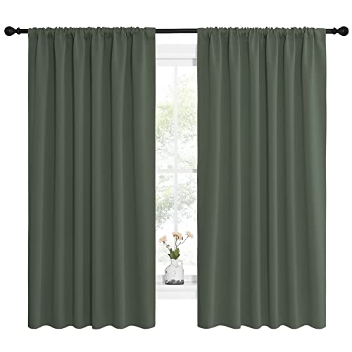NICETOWN Blackout Curtains - Dark Mallard, 62" x 63" (Pack of 2)