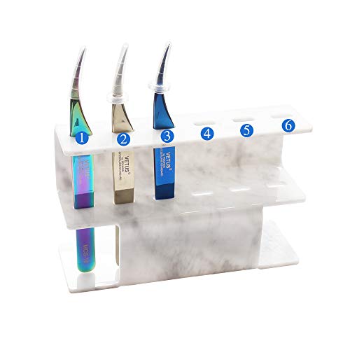 Marble Acrylic Tweezers Holder for Eyelash Extensions - 6 Holes