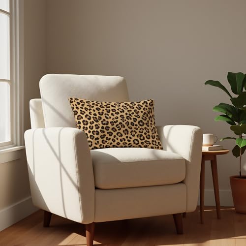 Neutral Animal Print Lumbar Pillow Cover - Cotton Linen 12x20 Inch