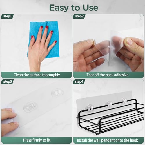 SMLBJUTE 10 Pack Three Claw Shower Caddy Adhesive Hooks Replacement Waterproof Clear