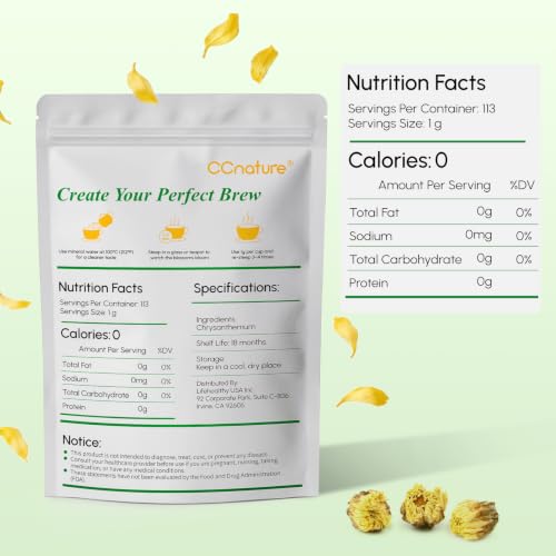 CCnature Dried Chrysanthemum Tea - 100% Natural Whole Floral Buds, 4 oz