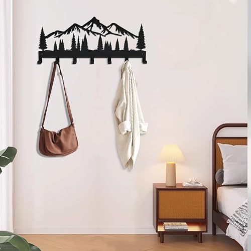 Rustic Metal Key Holder Wall Mount with 7 Hooks for Home & Office