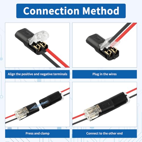 30 Pcs 2-Pin Locking Wire Connectors for LED Light Strips