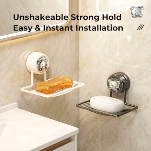 NACOLUS Gray Bear Soap Holder - No Drill Wall Mounted Soap Dish