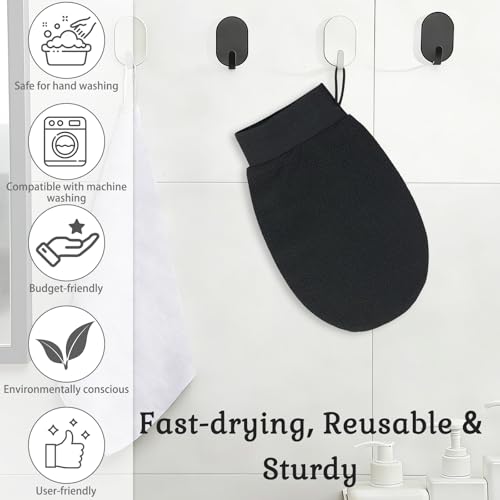 YOLCAR 2-Pack Exfoliating Gloves – Black Viscose Fiber Body Scrubber