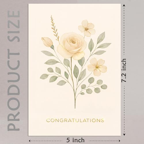 Floral Wedding Card with Envelope - Congratulations for Newlyweds